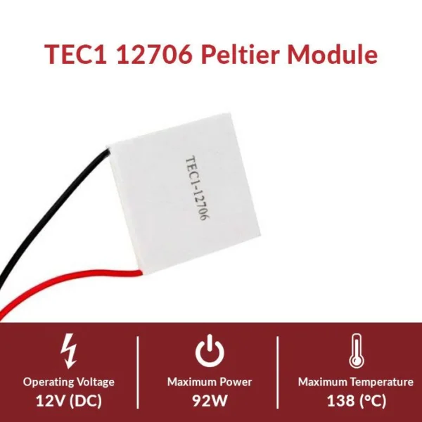 TEC1 12706 40×40 mm Thermoelectric Cooler 6A Peltier Module