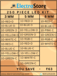 250 PCS Bright DIP LED Round Top Assortment Kit Box