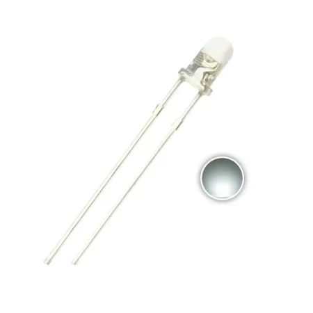 Pack Of 10: 5mm WHITE LED 2 Pin – Clear Lens