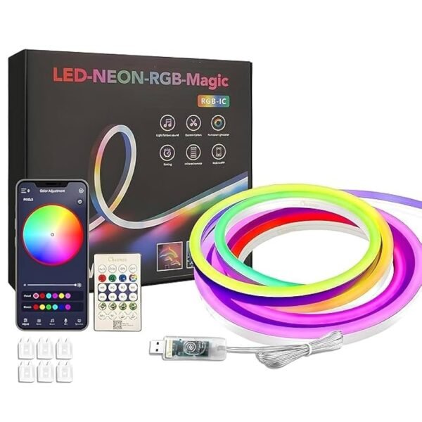 5M Smart RGB Neon LED Strip Lights, App & Remote Control, Music Sync