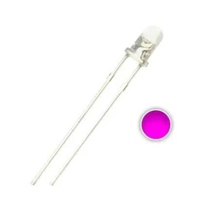 Pack Of 10: 5mm PINK LED 2 Pin – Clear Lens