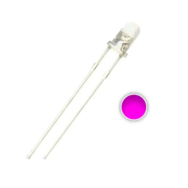 Pack Of 10: 5mm PINK LED 2 Pin – Clear Lens