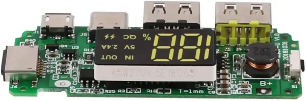 18650 5V 2.4A Dual USB + Type-C + Micro + Lightning/Apple USB Power Bank Module With LED Display