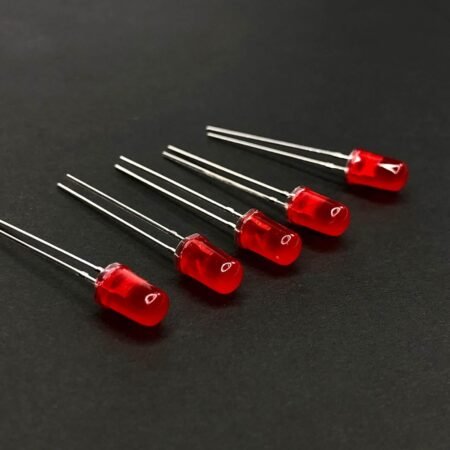 Pack Of 100: DIP LED 5mm RED Round Top [Diffused Type]