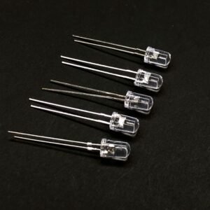 Pack Of 100: 5mm WHITE LED 2 Pin – Clear Lens