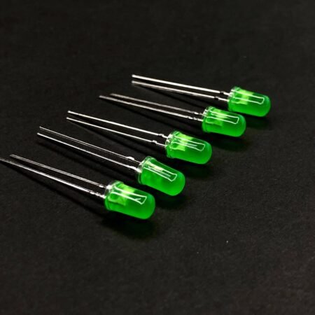 DIP LED 5mm GREEN Round Top [ Diffused Type ] PACK OF 10