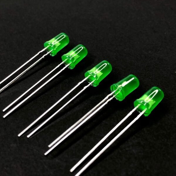 Pack Of 100: DIP LED 5mm GREEN Round Top [Diffused Type]