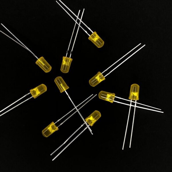 Pack Of 100: DIP LED 5mm YELLOW Round Top [Diffused Type]