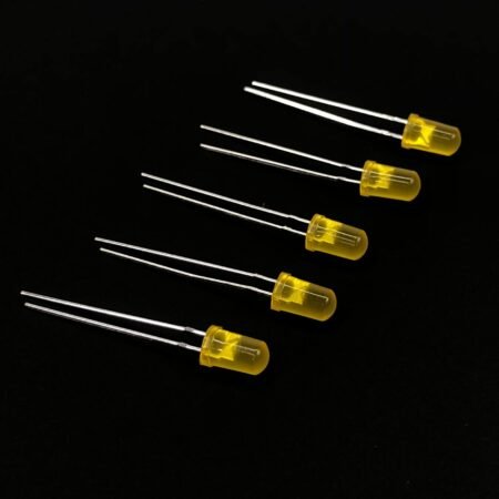 Pack Of 100: DIP LED 5mm YELLOW Round Top [Diffused Type]