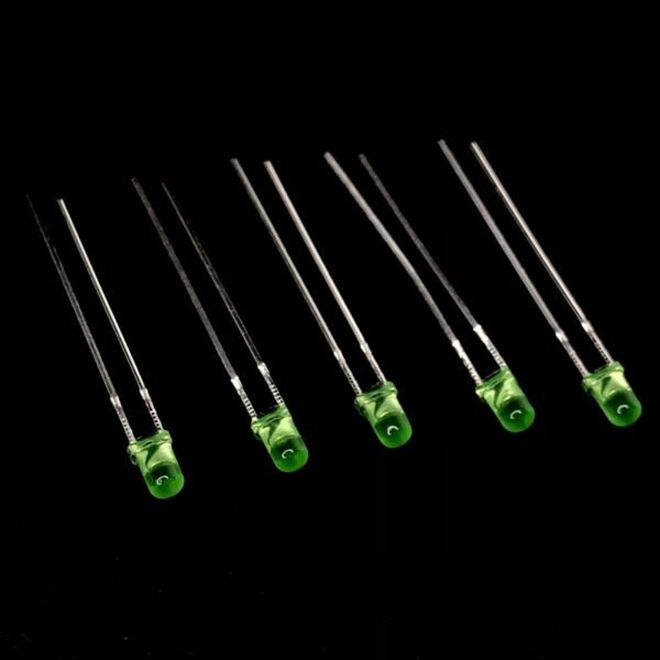 DIP LED 3mm GREEN Round Top Diffused Type [PACK OF 10]
