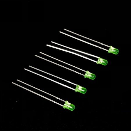 DIP LED 3mm GREEN Round Top Diffused Type [PACK OF 10]