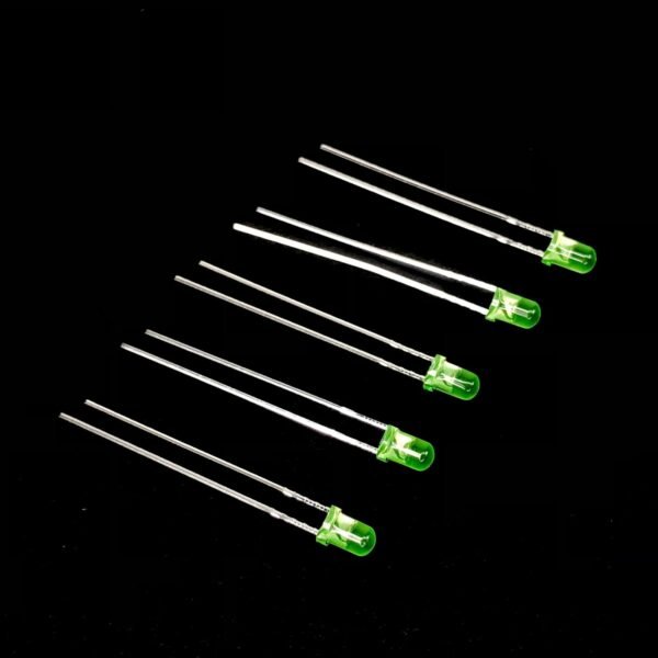 DIP LED 3mm GREEN Round Top Diffused Type [PACK OF 10]