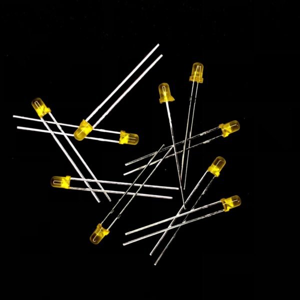 Pack Of 100: DIP LED 3mm YELLOW Round Top [Diffused]