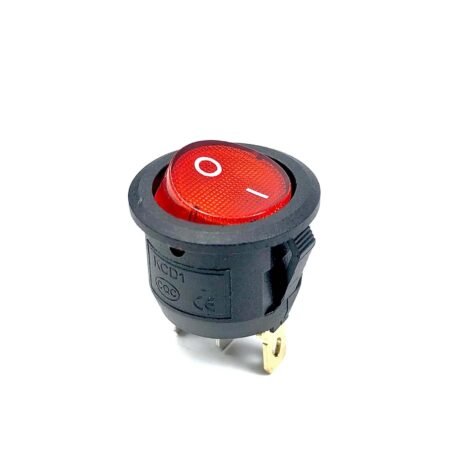 10A 250V AC SPDT ON-OFF 3 Leg Round Rocker Switch with Red Light