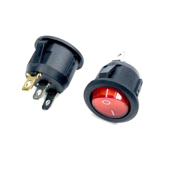 10A 250V AC SPDT ON-OFF 3 Leg Round Rocker Switch with Red Light