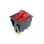 KCD4 16A 250V SPST ON-OFF 6 Leg Double Rocker Switch with Red Light
