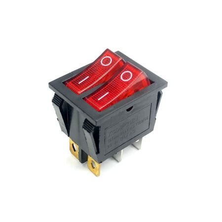 KCD4 16A 250V SPST ON-OFF 6 Leg Double Rocker Switch with Red Light