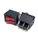 KCD4 16A 250V SPST ON-OFF 6 Leg Double Rocker Switch with Red Light
