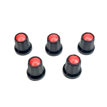 Pack Of 5 – Plastic Potentiometer Knob D Shaft [Black & Red]