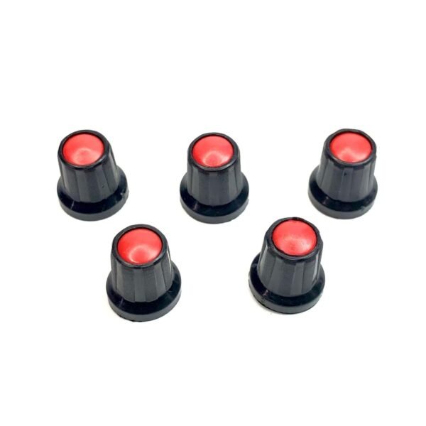 Pack Of 5 – Plastic Potentiometer Knob D Shaft [Black & Red]
