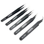 5pcs Non-Magnetic Straight and Curved Tips Tweezers Set