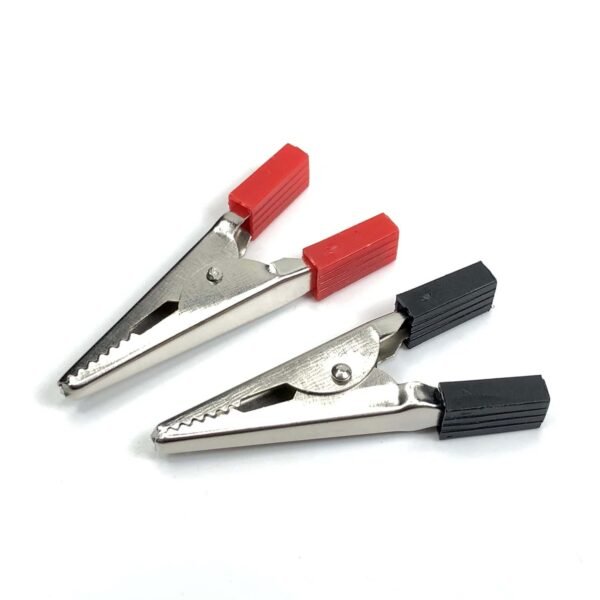 Alligator Crocodile Clips Pair 50mm Red + Black (Half Sleeves)
