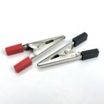 Alligator Crocodile Clips Pair 50mm Red + Black (Half Sleeves)