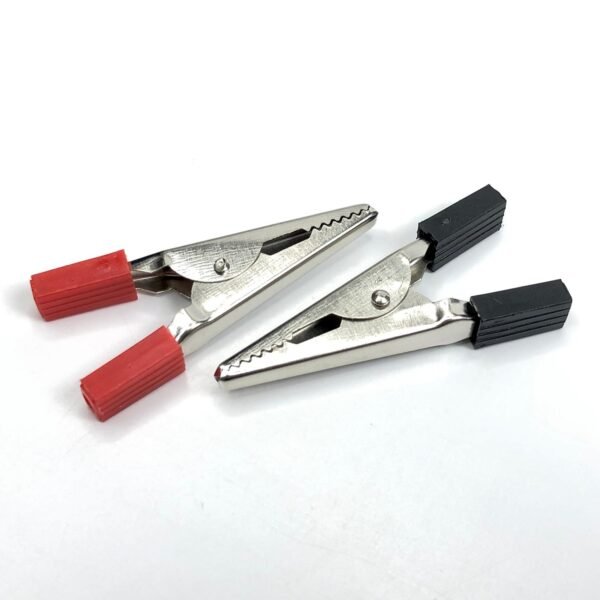 Alligator Crocodile Clips Pair 50mm Red + Black (Half Sleeves)