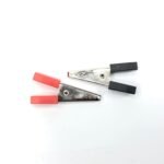 Alligator Crocodile Clips Pair 30mm Red + Black (Half Sleeves)