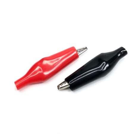 Full Sleeves 28mm Small Alligator Crocodile Clips Pair Red + Black