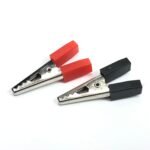Alligator Crocodile Clips Pair 30mm Red + Black (Half Sleeves)