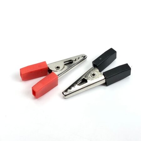 Alligator Crocodile Clips Pair 30mm Red + Black (Half Sleeves)