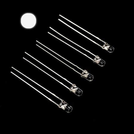 Pack Of 100: 3mm White Led Round Top [Clear Lens]