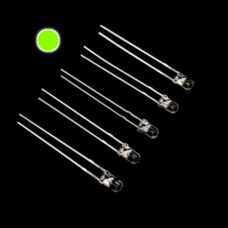 Pack Of 100: 3mm Green Led Round Top [Clear Lens]