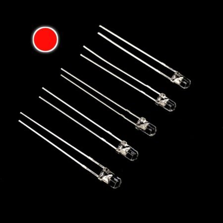 Pack Of 10 – 3mm Red Led Round Top [Clear Lens]