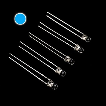 Pack Of 10 – 3mm Blue Led Round Top [Clear Lens]