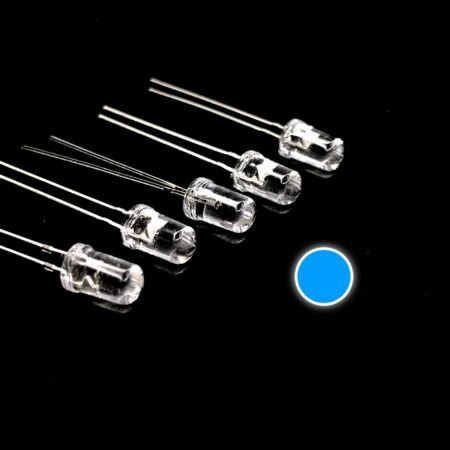 Pack Of 10 – 5mm BLUE LED 2 Pin – Clear Lens