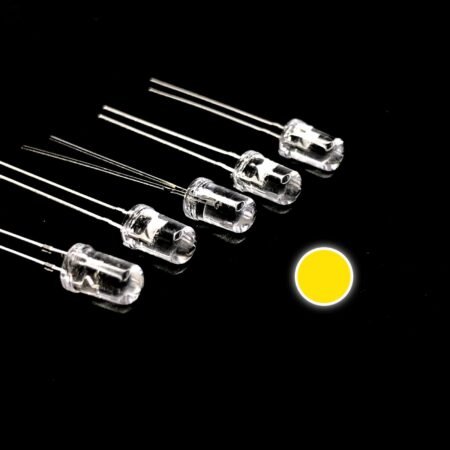 Pack Of 10 – 5mm Yellow LED 2 Pin – Clear Lens
