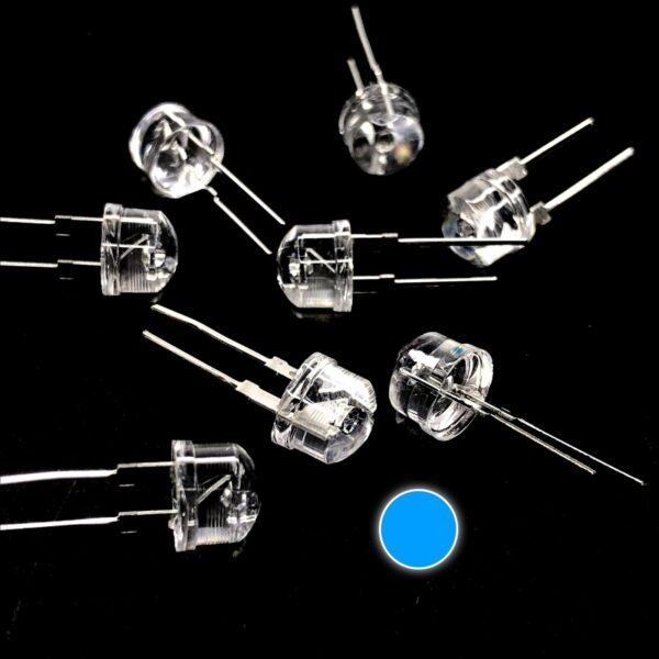 Pack Of 100 – 8mm Blue Led Round Top – Clear Lens