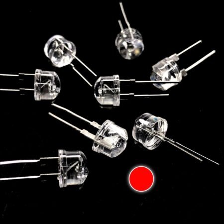 Pack Of 100 – 8mm RED Led Round Top – Clear Lens