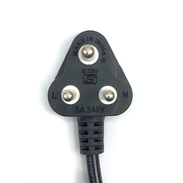 240V 6A 3 Pin Power Cable Cord, 1 meter approx. Black Colour