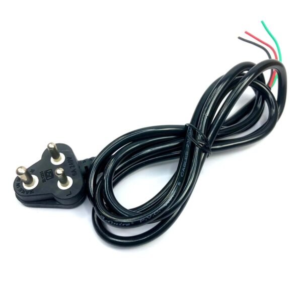 240V 6A 3 Pin Power Cable Cord, 1 meter approx. Black Colour