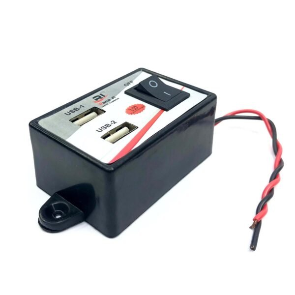 12V to 5V DC converter with 2 USB jacks for mobile charging