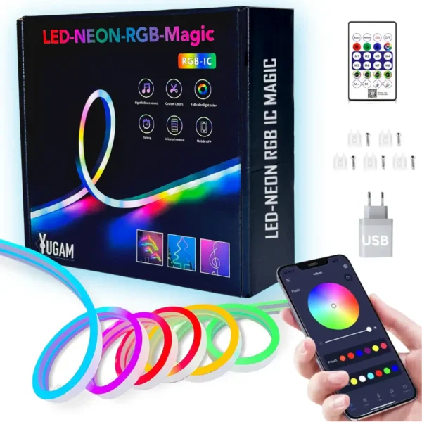 5M Smart RGB Neon LED Strip Lights, App & Remote Control, Music Sync
