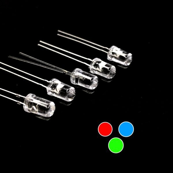 Pack Of 100: 5mm RGB LED 2 Pin Auto Flashing – Clear Lens