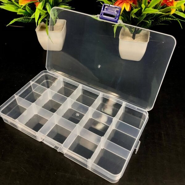 15 Grid Adjustable Partition Clear Plastic Box Component Organiser