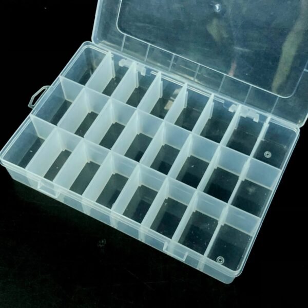 24 Grid Adjustable Partition Clear Plastic Box Component Organiser