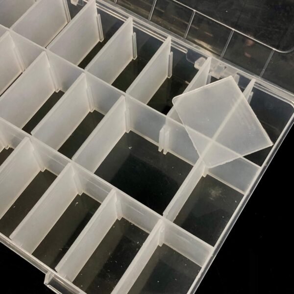 24 Grid Adjustable Partition Clear Plastic Box Component Organiser
