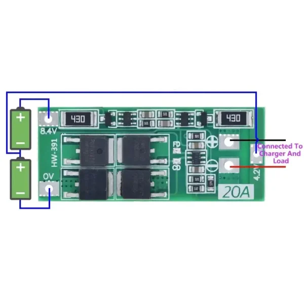 2S 20A 7.4V 8.4V 18650 Lithium Battery Protection Board
