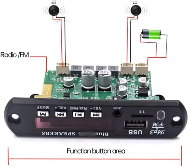 Gold-AP55 Audio Music Player: 2x50W Dual Board With Built In Bluetooth, USB, SD-Card Slot & Remote
